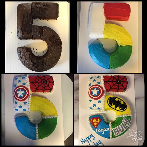 Diy Superhero Cake Easy, Superhero Birthday Cake Diy, Diy Superhero Cake, Avengers 4th Birthday Party, Super Hero Cake Ideas, Diy Avengers Cake, Superhero Sheet Cake, Superhero Birthday Party Cake, Super Hero Birthday Cake