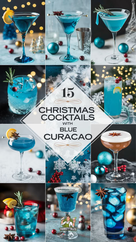 Drinks With Curacao, Cocktail Recipes Blue Curacao, Blue Midnight Kiss Cocktail, Rum And Vodka Drinks Recipes, Rum And Blue Curacao Drinks, Best Mixed Drinks Alcohol Easy, Blue Christmas Cocktail Recipe, Blue Winter Drinks Alcoholic, Blue Themed Cocktails