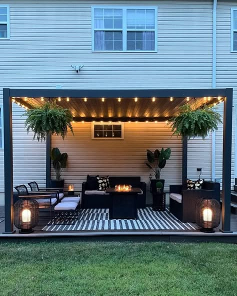 Dream Backyard Patio, Backyard Gazebo, Backyard Renovations, Backyard Remodel, Outside Patio, Back Yard Ideas, Backyard Inspiration, Patio Makeover, Home Landscaping