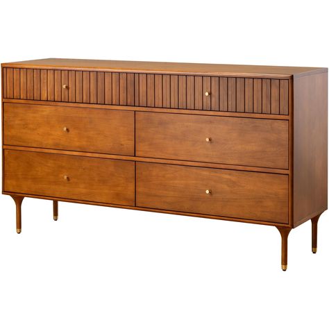 Sainey Modern Dresser - Bed Bath & Beyond - 39816883 Mid Century Modern Bedroom Dressers, Mismatched Furniture, Mid Century Bedroom, Dresser Bed, Walnut Dresser, Mid Century Dresser, Mid Century Modern Bedroom, Mid Century Modern Dresser, Wall Closet