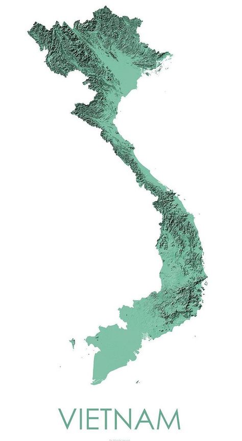 Topographic Map of Vietnam - Mint Map Of Vietnam, Asean Map, Asia Pacific Map, Vietnam Map, Maps Aesthetic, Topography Map, Map Diagram, Geography Map, Map Wallpaper