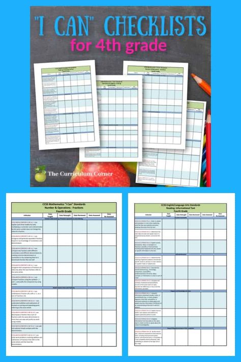 CCSS freebie! These 4th Grade “I Can” Checklists are designed to easily track standards taught in the classroom. Free resource from The Curriculum Corner. 2nd Grade Goals Checklist, 2nd Grade Standards Checklist, 2nd Grade Goals And Standards, 2nd Grade Pacing Guide, 2nd Grade Math Standards, 2nd Grade Skills Checklist, 2nd Grade Curriculum Lesson Plans, 2nd Grade Assessment Checklist, 2nd Grade Standards