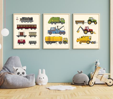 Excited to share this item from my #etsy shop: Vehicle print set, Train poster, Boys wall art, Vehicle Poster, Farm machinery poster, city trucks print, Toddlers room decor, Boys nursery Truck Room Decor, Room Decor Boys, Boys Wall Art, Truck Nursery, Truck Room, Toddlers Room, Train Posters, Boy Wall Art, Toddler Room Decor