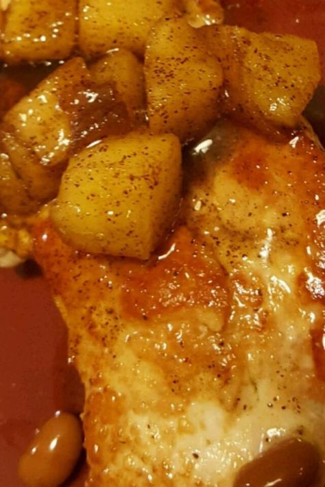 Pork Chops And Cinnamon Apples, Apples And Porkchop, Apple Compote Recipe Pork Chops, Pork Chops And Apples Recipes, Pork Chop Apples, Apple Pork Chops Crockpot, Stew Meat Recipes Stove Top, Apple Pie Pork Chops, Caramel Apple Pork Chops