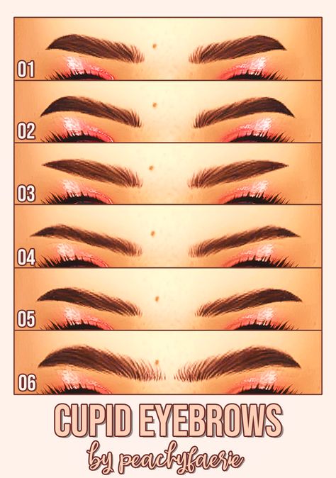 cupid eyebrows set ☾ | peachyfaerie on Patreon The Sims 4 Cc Makeup Set, Sims 4 Aesthetic Mods, Different Eyebrows, Sims 4 Cc Eyes, Die Sims 4, The Sims 4 Skin, Makeup Cc, Pelo Sims, Free Sims 4