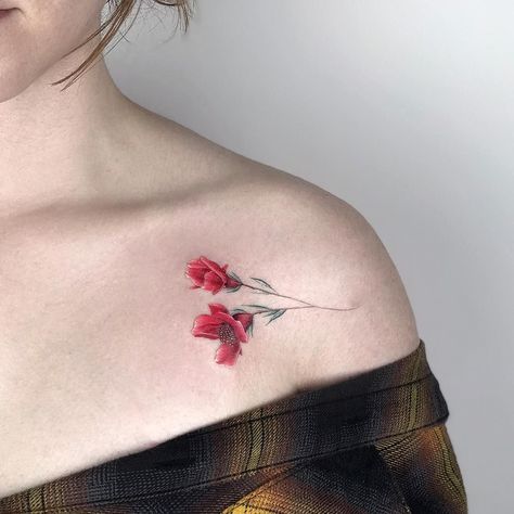 Pomegranate Flower Tattoo, Shoulder Flower Tattoo, Collar Bone Tattoo Quotes, Pomegranate Tattoo, Pomegranate Flower, Dragon Tattoo Back Piece, Girl Neck Tattoos, Dragon Sleeve Tattoos, Small Girl Tattoos