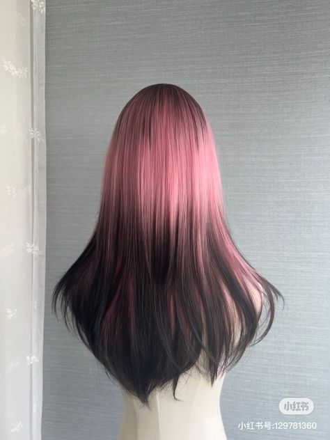 Pink Hair Black Tips, Pink Hair With Black Tips, Fantasy Color Hair, Emo Hair Color, Hair Stages, Pink And Black Hair, Red Hair Inspo, Y2k Hairstyles, Hair Streaks