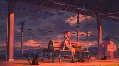 Train Station Art, Love Wallpapers Romantic, Concept Art Tutorial, Dreamy Art, Anime Life, Wallpaper Pc, Fantasy Landscape, Anime Background, Anime Scenery