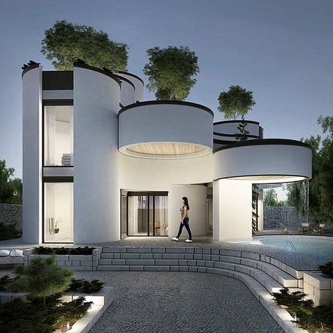 Villa Facade Design, Facade Architecture Design, House Arch Design, Architecture Model House, Beach House Design, House Front Design, Modern Architecture House, Architecture Exterior, Facade Architecture