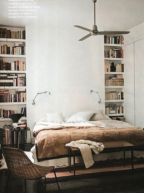 headboardless bed Side Shelves, Sanctuary Bedroom, Garage Floor, Book Shelves, Style At Home, Diy Decoration, Beautiful Bedrooms, Cool Rooms, Bathroom Bedroom