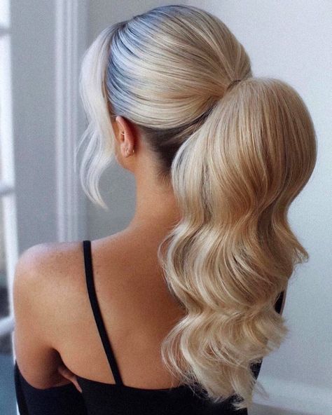 Pony Tail Hairstyles For Your Wedding Party Look ★ pony tail hairstyles bridal elegant volume smooth wavy shaunaelizabethhair Hairstyles Pony, Hairstyles Volume, Tail Hairstyles, Wedding Ponytail Hairstyles, Bridal Ponytail, Wedding Ponytail, Tail Hairstyle, Pony Hairstyles, High Ponytail Hairstyles