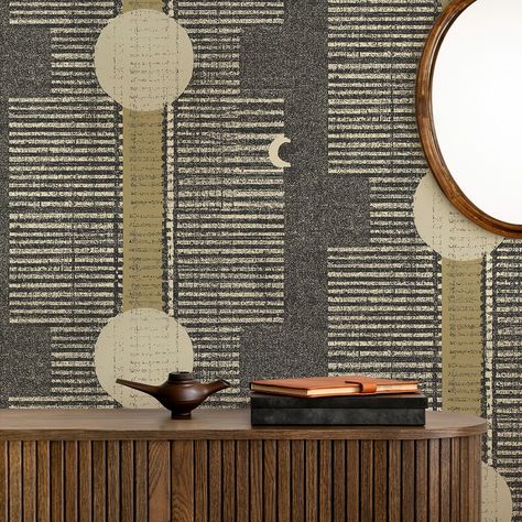 Mitchell Black x Forbes + Masters Inyanga Wallpaper Mitchell Black Wallpaper, Moody Peel And Stick Wallpaper, Black Textured Wallpaper, Mod Interior, Moody Design, Farmhouse Transitional, Cambridge House, Office Bathroom, Vibrant Patterns