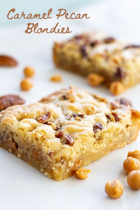 Pecan Blondies, Kraft Caramel Bits, Oatmeal Chocolate Chip Bars, Pumpkin Pie Cake, Butter Cookies Easy, Easy Caramel, Caramel Bits, Easy Peanut Butter Cookies, Pantry Ingredients