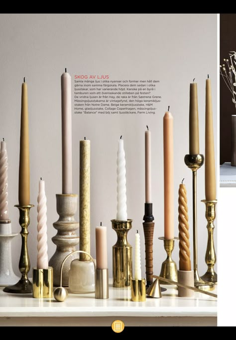 Candle Sticks On Mantle, Candle Sticks Decor, Candle Centerpieces For Home, Candlestick Decor Ideas, Candle Stick Decor Ideas, Dining Table Candle Centerpiece, Candles On Table, Styling Candles, Decorating With Candles