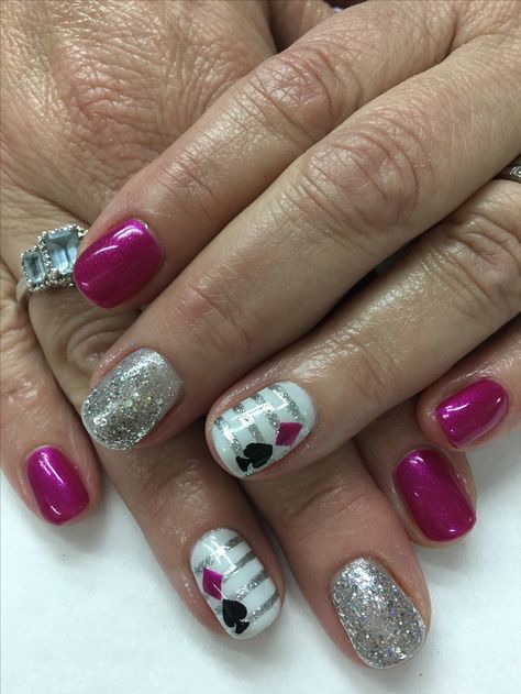 Vegas Gel Nails Ideas, Las Vegas Nail Designs Ideas, Las Vegas Nails Ideas Glitter, Diamond Gel Nails, Casino Nails Designs, Vegas Inspired Nails, Las Vegas Nails Ideas, Vegas Nails Ideas, Casino Nails