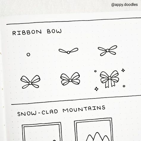 Tutorial • Instagram Winter Doodles Step By Step, December Doodles Easy, Christmas Journal Doodles, January Calendar Doodles, Cute Doodles Tutorials, Christmas Drawing Tutorial, Doodle How To, Christmas Doodles Step By Step, Christmas Themed Drawings