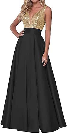 Sequin Prom Dresses Long, Chic Evening Dress, Gowns For Women, V Neck Prom Dresses, Satin Evening Dresses, Evening Party Gowns, Sequin Evening Dresses, Sequin Prom Dresses, Satin Bridesmaid Dresses