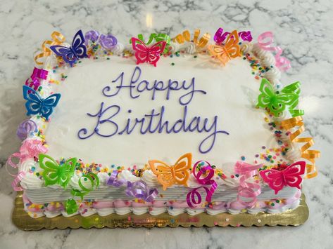 Happy Birthday Sheet Cake, Birthday Sheet Cake, Wilton Decorating Tips, Sheet Cake Designs, Fun Cupcake Recipes, Birthday Sheet Cakes, Sheet Cakes, Floral Birthday, Fun Cupcakes