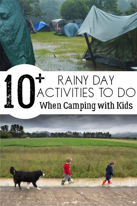 Rainy Day Activities for Camping with Kids Rainy Day Camping Activities, Activities For Rainy Days, Camping Goals, Camping Sunset, Camping Checklist Family, Camping Tricks, Camping Kids, Day Camping, Camping Activities For Kids