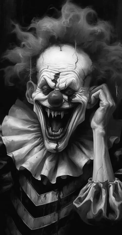 Clown Laughing, Evil Jester, Evil Clown Tattoos, Clown Horror, Clown Tattoo, Clown Mask, Send In The Clowns, Evil Clowns, Scary Clowns