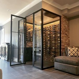 Custom Wood Doors | TLG Doors and Hardware Cellar Inspiration, Front Door Glass Insert, Glass Wine Cellar, Door Glass Inserts, Custom Interior Doors, Wine Cellar Door, Wine Closet, Home Wine Cellars, Custom Wood Doors