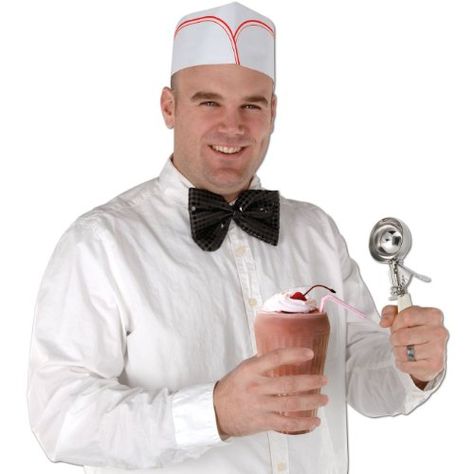 1950’s Costume, Soda Jerk, Grease Party, Rock N Roll Party, 1950s Hat, Plastic Dinnerware, Sock Hop, Retro Diner, Soda Fountain