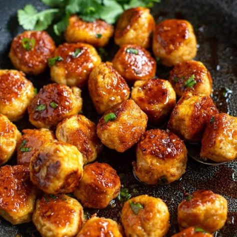 Chicken Meatballs With Honey Garlic Soy Sauce - Cooked & Loved Honey Garlic Soy Sauce, Easy Chicken Meatballs, Ground Chicken Meatballs, Honey Garlic Meatballs, Easy Sesame Chicken, Honey Soy Chicken, Soy Sauce Chicken, Chicken Meatball Recipes, Soy Chicken