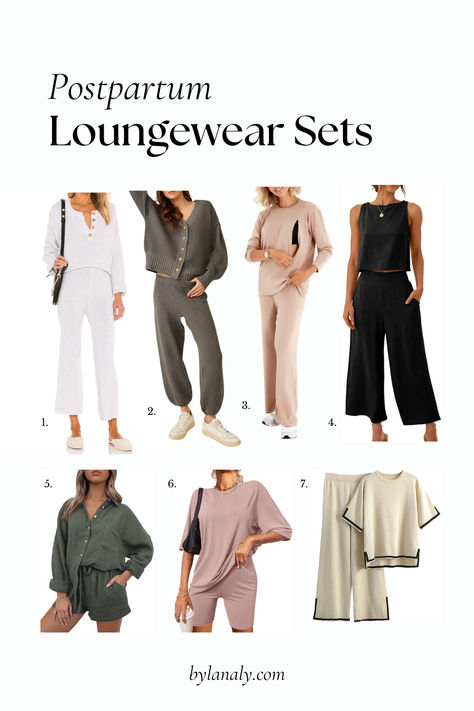 A round-up of some of the best loungewear sets!   Postpartum outfit ideas, loungewear, summer loungewear, nursing friendly outfits Postpartum Coming Home Outfit, Postpartum Going Home Outfit For Mom, Postpartum Lounge Set, Best Postpartum Outfits, Postpartum Going Home Outfit, Summer Postpartum Outfits, Postpartum Outfits Fall, Postpartum Loungewear, Postpartum Outfits Summer