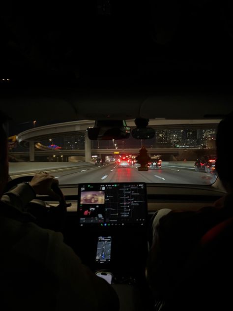 Driving Tesla Aesthetic, Night In Car Aesthetic, Midnight Drives Aesthetic, Night Aesthetic In Car, Tesla Aesthetic Night, Convertible Aesthetic Night, Drive At Night Aesthetic, Nighttime Car Rides Aesthetic, Nighttime Drive Aesthetic