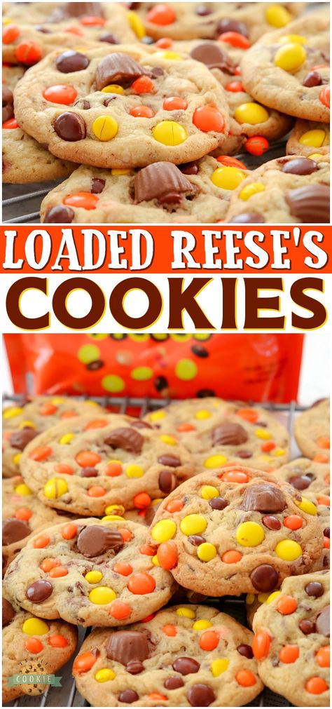 Reese’s Baking Cups And Pieces, Reeses Baking Cups And Pieces Recipes, Cookie Recipes Reeses Peanut Butter Cups, Peanutbutter Reeses Cookies, Recipes With Reeses Pieces, Reeses Cups Cookies, Recees Pieces Cookie, Reese’s Pieces Cookies Recipe, Reses Cup Cookies