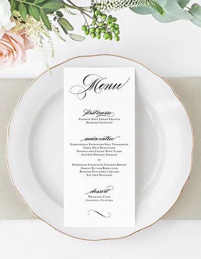 modern calligraphy black and white wedding menu | Heather O'Brien Design Personalized Wedding Menu, Wedding Table Menus, Wedding Reception Dinner, Event Menu, Table Centerpiece Decorations, Reception Dinner, Affordable Wedding Invitations, Quinceanera Party, Event Table