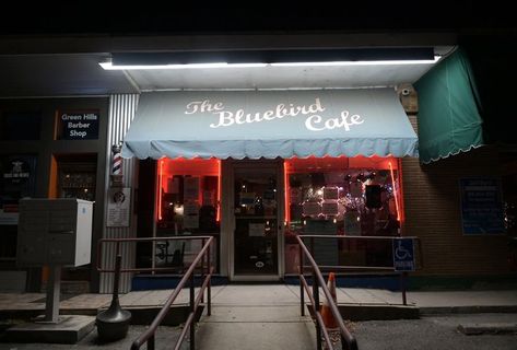 Cafe Awning, Bluebird Cafe Nashville, Camera Life, Green Hills, Garth Brooks, Cafe Shop, Round Design, Bluebird, Restaurant Review