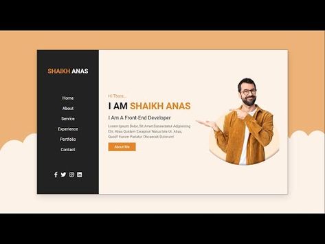 Learn how to make a complete responsive animated personal portfolio website design using html css and vanilla javascript step by step. #html #css #javascript Coding Portfolio Website, Web Developer Portfolio Website, Personal Portfolio Website Design, Basic Website Design, Web Developer Portfolio, Personal Portfolio Website, Simple Website Design, Animation Portfolio, Profile Website