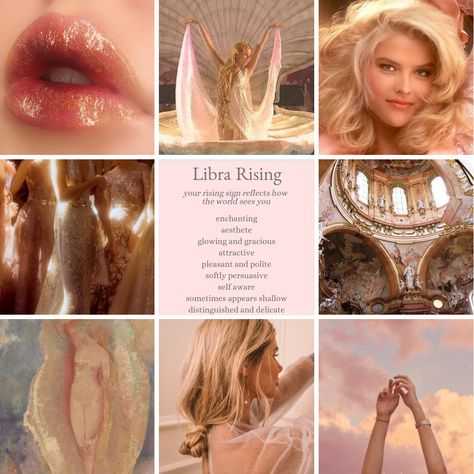 Libra rising / ascendent zodiac sign mood board and aesthetic Rising Libra Sign, Zodiac Signs Moodboard, Zodiac Libra Aesthetic, Libra Ascendant Aesthetic, Pisces Ascendant Aesthetic, Libra Rising Aesthetic Moodboard, Rising Libra Aesthetic, Libra Rising Fashion, Libra Mood Board Aesthetic