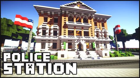 Police station Minecraft Police Station, Looking For Friends, Minecraft City, Minecraft Inspo, Minecraft House, Minecraft Stuff, Block Craft, Minecraft Architecture, Minecraft Tutorial