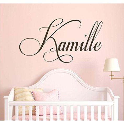 Nursery Custom Name Wall Decal Sticker, 50" W Girl Name Wall Decal, Girls Name, Wall Decor, Personalized, Girls Name Decor, Girls Nursery, Girls Bedroom, PLUS FREE WHITE HELLO DOOR DECAL *** Check out this great product. (This is an affiliate link) #PaintingSuppliesWallTreatments Hello Door Decal, Name Decor, Unique Decals, Personalized Bedroom, Nursery Stickers, Name Wall Decor, Nursery Decals, Girl Name, Name Wall Decals