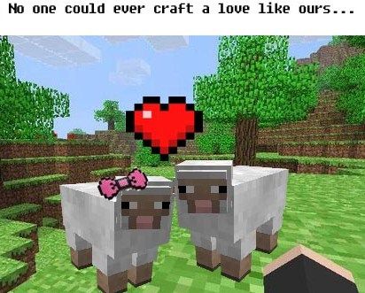 sometimes i speak in the only language my bf can appreciate... i photoshopped us as minecraft sheep in love! Minecraft With Boyfriend, Minecraft Date, Minecraft Couple, Minecraft Love, Minecraft Animals, 1 Month Anniversary, Minecraft Sheep, Anniversary Boyfriend, Fun Baking