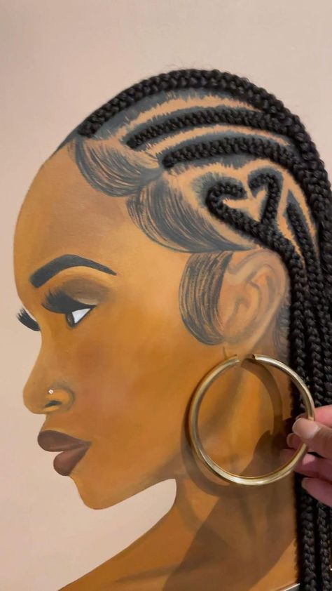 Black Woman Side Profile Painting, Natural Hair Paintings, Black Women Painting Ideas, Black Culture Art Painting, African American Drawings, African Women Art Painting, Black People Paintings, Afro Painting Black Art, Afro Art Men