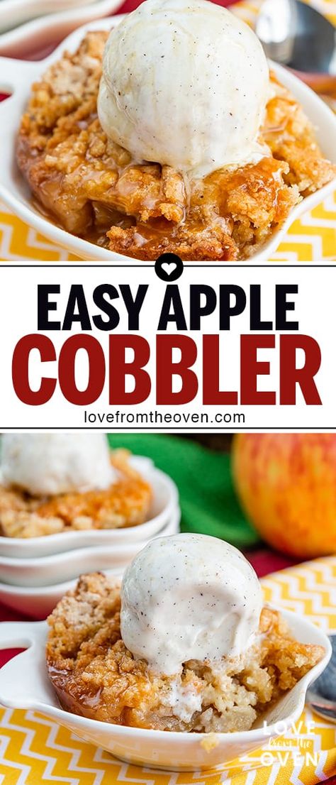 Cobbler Apple, Easy Apple Cobbler, Apple Cobbler Easy, Cobbler Recipes Easy, Apple Cobbler Recipe, Comfort Food Desserts, Cobbler Easy, Easy Apple Crisp Recipe, Apple Crisp Easy