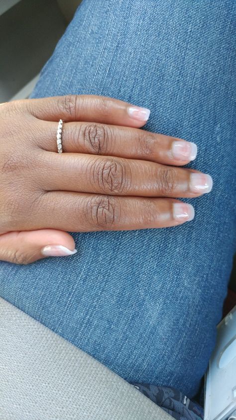 Clear acrylic nails Acrylic With Clear Polish, Clear Polish Manicure, Clear Glossy Nails, Clear Nail Polish Natural, Clear Coat Nails, Simple Clear Nails, Clear Gel Nails Natural Short, Clear Nails Short, Clear Manicure