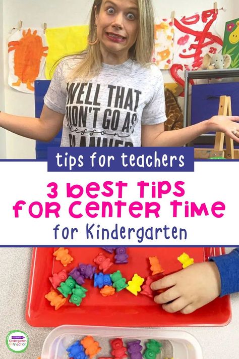 Classroom centers are a great way to encourage independent learning, and they allow kindergarten teachers to really focus on small groups and individuals. Do you love centers in the Pre-K or Kindergarten classroom, or do you feel they are more stressful than productive? I want to share my 3 best teacher tips for center time in Kindergarten - they will help you fix or avoid common mistakes and make centers feel like a breeze! Quiet Centers For Kindergarten, Kindergarten Play Centres, Centers In Kindergarten Classroom, Kindergarten Math Beginning Of The Year, Small Group Organization Kindergarten, Easy Preschool Center Ideas, First Time Kindergarten Teacher, Center Rotations Kindergarten, Kindergarten Literacy Centers Rotation