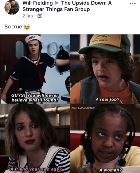 Stranger Things Funny Quotes, Best Stranger Things Quotes, Stranger Things Funny Jokes, Funny Stranger Things Memes, Mama Steve Stranger Things, Stranger Things Funny Photos, Stranger Things Cast Photos, Stranger Things Jokes, Stranger Things Meme Funny