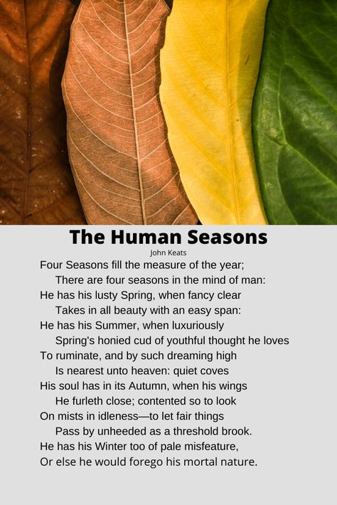 John Clare Poetry, Keats Poetry, John Clare, John Keats Poems, Seasons Poem, Small Poems, Soul Poetry, Theme Nature, John Keats