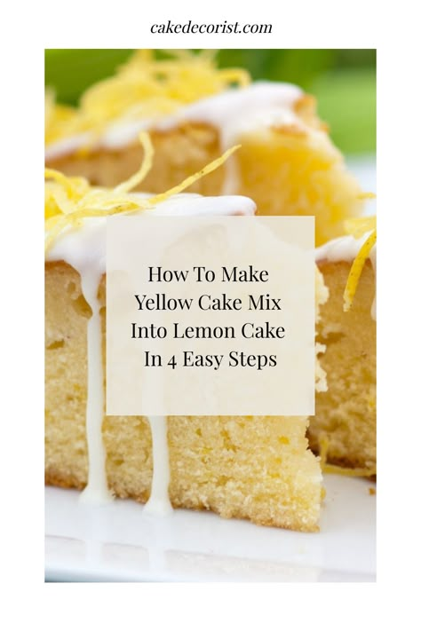 Lemon Cake With Yellow Box Cake, Lemon Cake From Box Cake, Lemon Cake From Yellow Box Cake, Yellow Box Cake Recipes, Yellow Cake Mix Lemon Cake, Lemon Cake Recipes Using Cake Mix Boxes, Yellow Cake Mix Add Ins, Lemon Box Cake Mix Hacks, How To Make Lemon Cake Mix Better