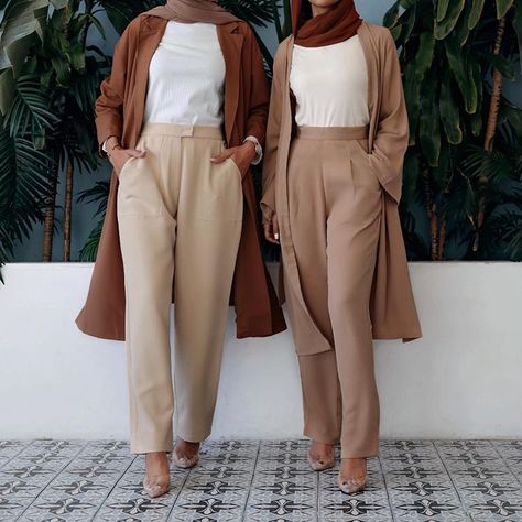 Modest Fashion Pants, Veiled Collection, Outer Outfit, Outfit Outer, Modest Summer Fashion, Wide Leg Pants Outfit, Trendy Outfits Indian, Shabby Chic Clothes, Beige Outfit