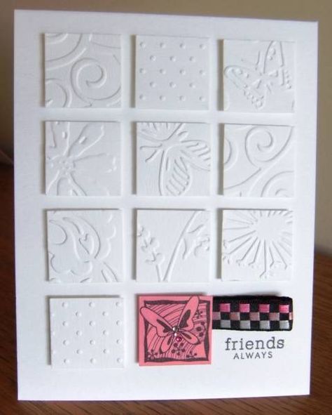 Cuttlebug Embossing Folders, Square Cards, White Cards, Embossed Cards, Square Card, White On White, Embossing Folders, Cards For Friends, Card Layout