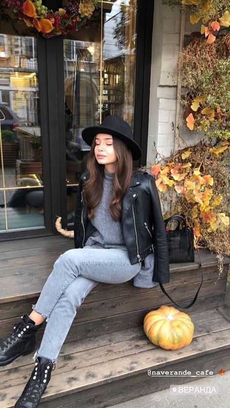 Outfit Sombrero, Photo Mannequin, Black Leather Jacket Outfit, Persian Fashion, Trendy Outfit Ideas, Beautiful Casual Dresses, Simple Fall Outfits, Stylish Women Fashion, Fall Outfit Ideas