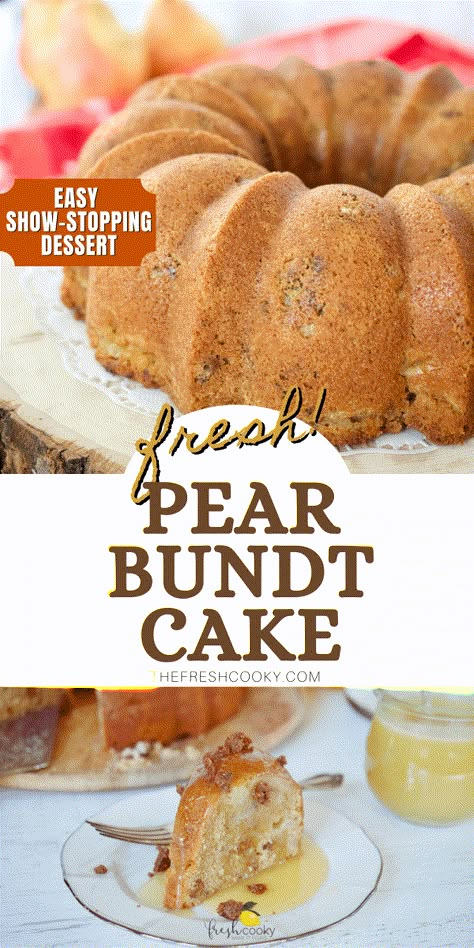 Fresh Pear Bundt Cake Recipe, Savory Bundt Cake Recipes, Pear Dishes, Fresh Pear Cake, Savory Pear Recipes, Fresh Pear Recipes, Pear Bundt Cake, Pear Recipes Easy, Fall Bake Sale