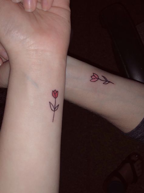 Pink Tulip Tattoo, Tulip Tattoos, Tulip Tattoo, Mother Tattoos, Tiny Tattoo, Pink Tulips, Tattoos Ideas, Wrist Tattoos, Tiny Tattoos