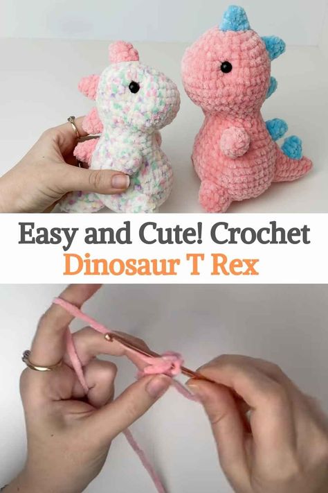 T Rex Free Crochet Pattern, Easy To Crochet Animals, Amigurumi Dinosaur Free Pattern Easy, Crochet Stuffed Dinosaur Free Pattern, How To Make A Crochet Dinosaur, How To Crochet A Dinosaur For Beginners, Diy Crochet Animals Easy, Cute Crochet Dinosaur Free Pattern, Plush Dinosaur Crochet Pattern